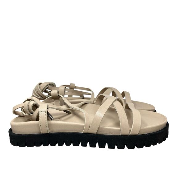 Lita by Ciara Beige Strappy Gladiator Lace Up Chunky Sandals Womens 11 - Picture 2 of 14